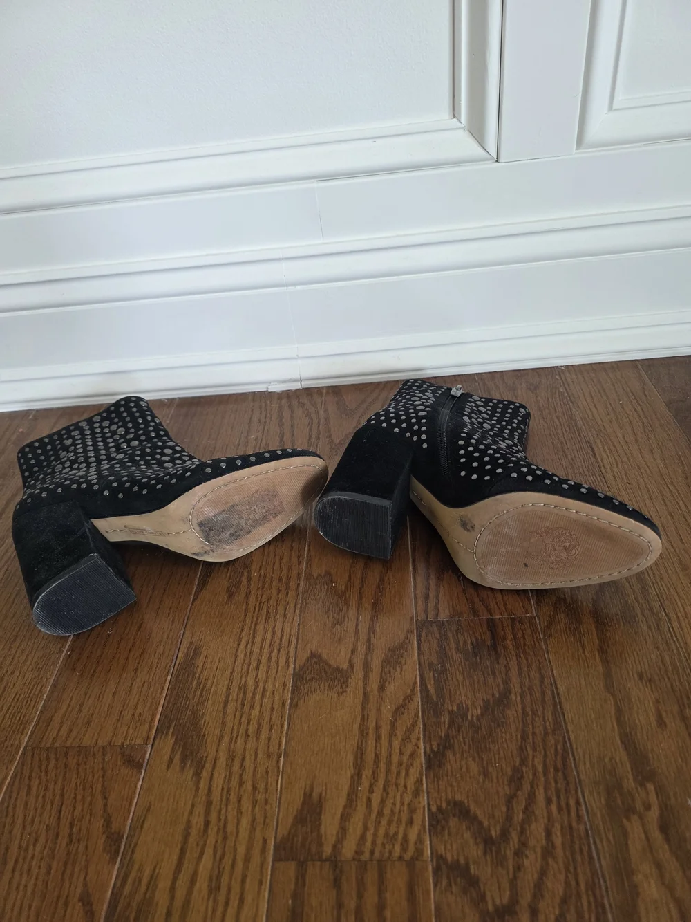 Vince Camuto Black Studded Suede Ankle Boots